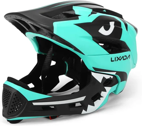 Vista 14 de Lixada Casco de bicicleta para niños, ajustable, desmontable, de cara completa, casco de ciclismo para niños, bicicleta, monopatín, scooter,