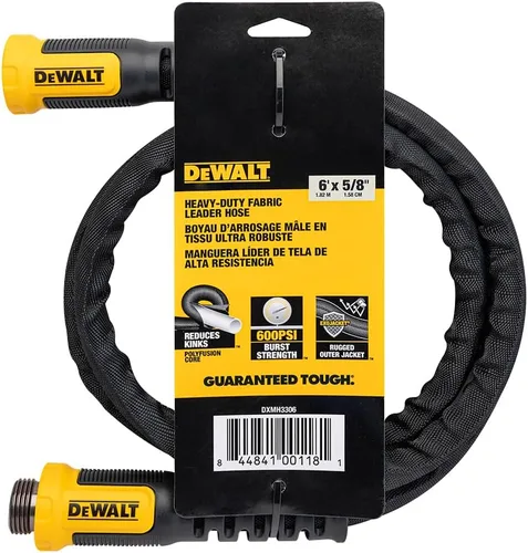 Vista 2 de DEWALT Manguera de jardín de tela de grado profesional resistente de 6 pies x 5/8 pulgadas - DXMH3306