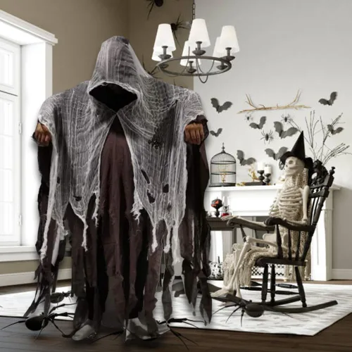 Vista 4 de IRONCAS Capa de terror de Halloween, medieval con capucha, accesorios de disfraz de la parca, para fiesta temática de máscaras, cosplay, accesorios