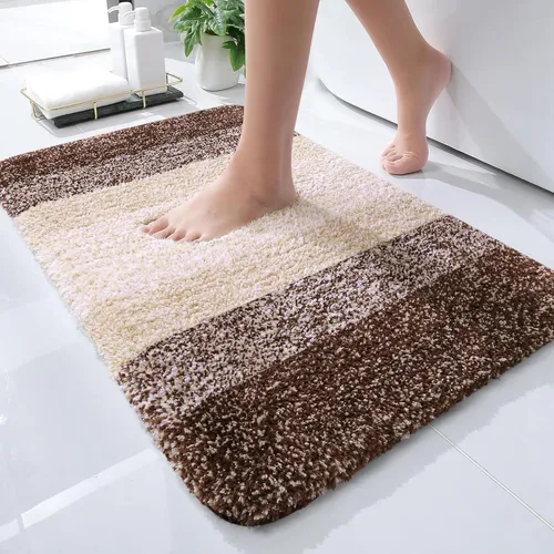 Vista 2 de OLANLY Juego de 2 alfombras de baño y alfombras de baño ombré, tamaño de alfombra de baño 24 x 16 pulgadas y juego de alfombras de baño 24 x 16 + 24