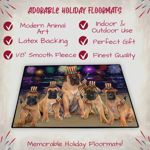 Vista 2 de Doggie of the Day Bullmastiff Dogs Floor Mat - 4th of July Independence Day - Best Dog Doormat - Protector Decor - Unique Portrait Art - Premium