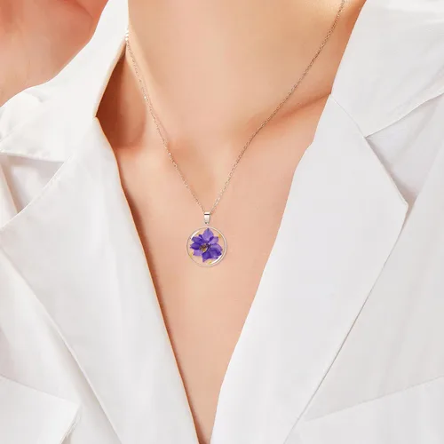 Vista 68 de Pressed Flower Necklace Gift for Women Personalized Handmade Necklaces Birth Flower Necklace