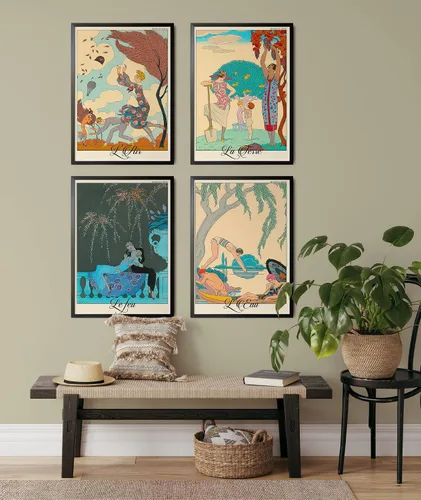 Vista 2 de Carteles de astrología para estética de habitación, decoración de pared de 4 elementos, decoración de habitación de aire y tierra, fuego y agua