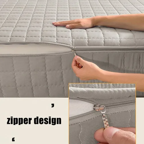 Vista 4 de Customizable Zipper Mattress Protector 6-Side Full Wrap Quilted Cover Breathable Encasement Anti-Dust Washable Fitted Sheet(Pink,120 * 200cm+10)