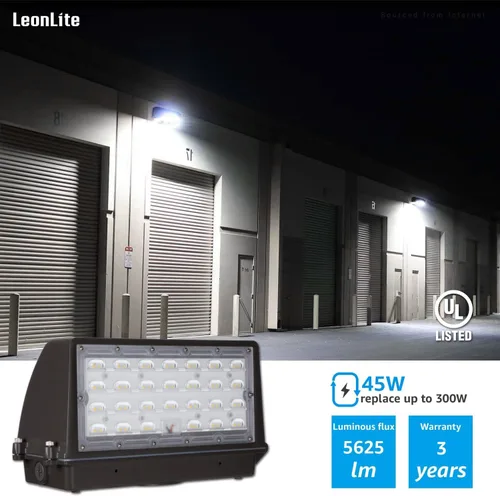 Vista 7 de LEONLITE Paquete de pared LED de corte completo, 45 W 5625 LM, luz LED regulable con certificación UL, 120-277 V IP65, iluminación de pared