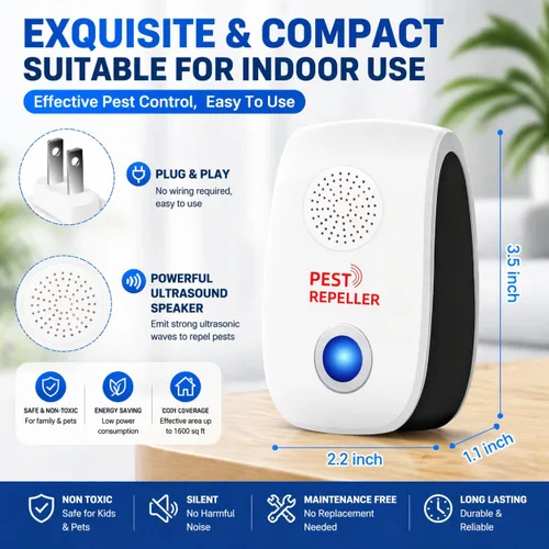 Vista 4 de Enchufe ultrasónico para mouse y repelente de plagas de 8
