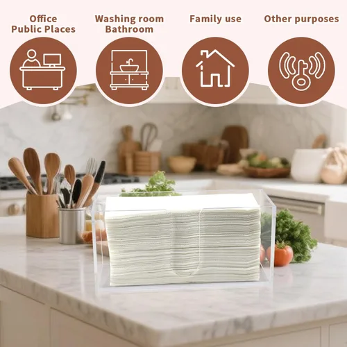 Vista 5 de Toallero de papel acrílico, dispensador de servilletas de plegado en Z de 0.197 in de grosor, transparente y plegable, organizador de baño y cocina