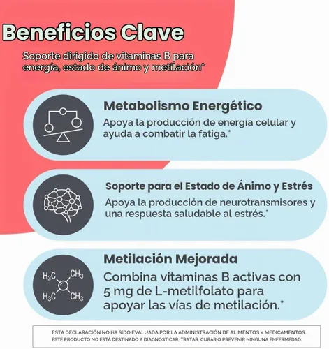 Vista 4 de MethylPro Complejo B con L-metilfolato 5 mg, 30 cápsulas