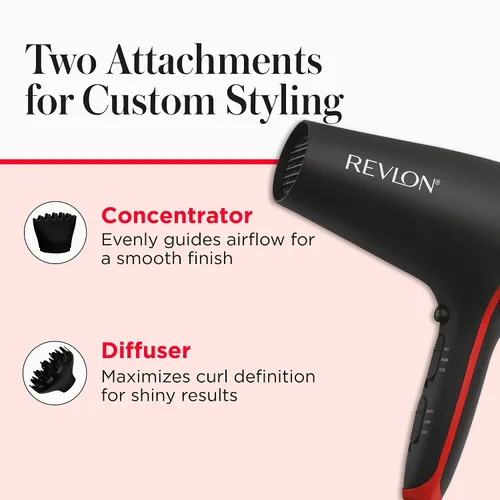 Vista 4 de REVLON SmoothStay - Secador de pelo con infusión de aceite de coco con difusor y concentrador, secador de cerámica iónico para control