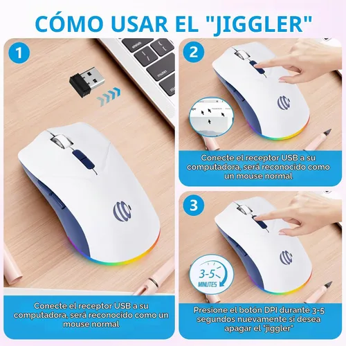 Vista 2 de Ratón inalámbrico, mouse recargable, modo dual Bluetooth 5.2 + 2.4G USB silencioso y delgado, mouse inalámbrico para MacBook Air, laptop, PC