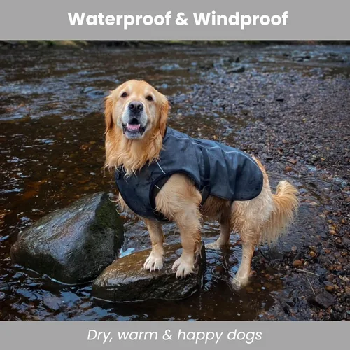 Vista 3 de Abrigo de invierno para perro, chaleco impermeable con aislamiento térmico, chaqueta de nieve, ajuste rápido, cálido y acogedor para clima frío