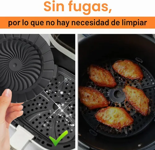 Vista 6 de 3 forros redondos de silicona para freidora de aire reutilizables para freidoras de aire de 1 a 2 cuartos