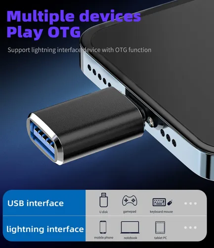 Vista 2 de Zoyuzan Cable Lightning macho a USB hembra OTG para Apple iPhone 11 12 Mini Max Pro XS XR SE2 7 8plus iPad Air3 A conector de tarjeta de memoria