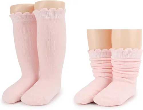Vista 5 de DRESHOW BQUBO - Calcetines de punto para bebé, calcetines de algodón para niñas pequeñas