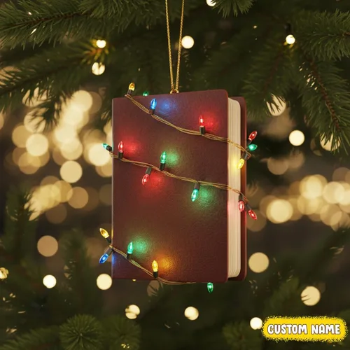 Vista 2 de Cuaderno de oficina personalizado, adorno de Navidad, libro de diario, adorno colgante plano, lectura acogedora, regalos de Navidad para profesores