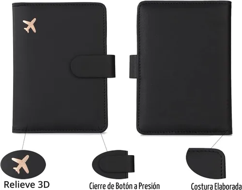 Vista 5 de Melsbrinna - Funda para pasaporte, ranuras para tarjetas, bonita funda para pasaporte para mujeres/hombres, resistente al agua con bloqueo RFID