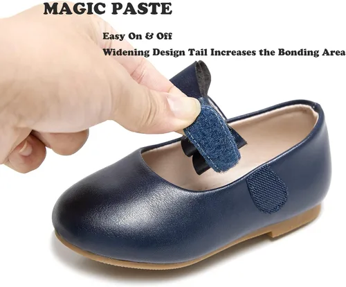 Vista 6 de Kiderence Zapatos de vestir para niñas pequeñas Mary Janes Ballet Flats