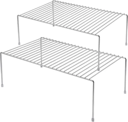 Vista 9 de iPEGTOP Estante de almacenamiento para armario de cocina, juego de 2 estantes grandes (15.7 x 9.4 pulgadas) de alambre de metal a prueba de óxido