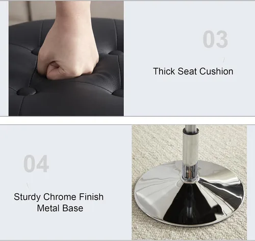 Vista 6 de Gitrah Silla de Tocador Negra para Cuarto de Maquillaje Taburete de Tocador para Cuarto de Maquillaje Redondo Acolchado de Cuero PU Silla