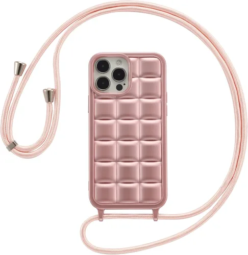 Vista 9 de ZCDAYE Funda para iPhone 13 Pro Max con correa, funda de silicona suave con cordón cruzado para teléfono, correa de hombro ajustable para el cuello