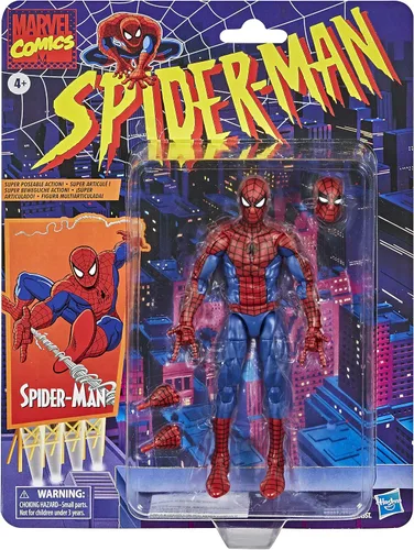 Vista 2 de Hasbro Marvel Legends Series Figura de Acción Coleccionable de Spider-Man de 6 Pulgadas Juguete Colección Retro