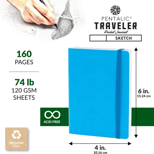 Vista 3 de Cuaderno de bocetos Travelers Dot Grid Pentalic Art, libre de ácidos