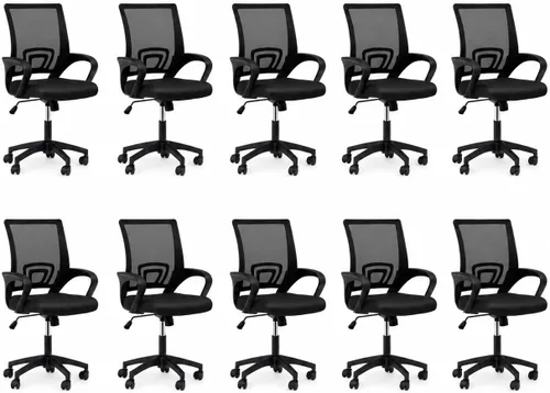 Vista 12 de Silla de oficina ergonómica, silla de escritorio de malla con respaldo medio, silla de computadora, color negro Soporte lumbar, modo oscilante