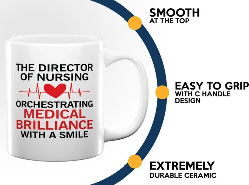 Vista 5 de Nurse Director Coffee Mug 11oz White -Brilliance - Labor Clinical Certified Nursing Assistant Surgica Oncology Practitioner