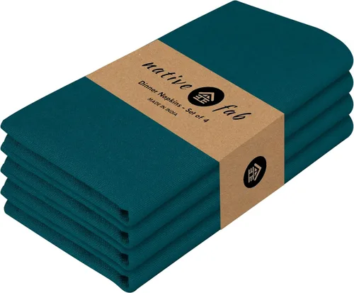 Vista 35 de Native Fab Servilletas de tela azul, paquete de 4, 100% algodón, 17 x 17 pulgadas, resistentes, textura suave, secado rápido, ideales