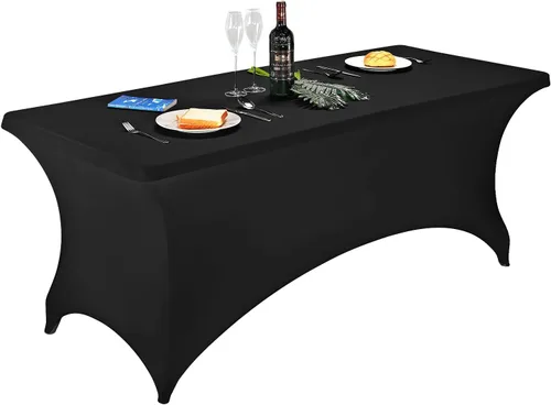 Vista 104 de FORLIFE - Funda de mesa de elastano, mantel ajustado de 4 pies para mesas rectangulares, funda elástica para patio, universal para bodas, banquetes