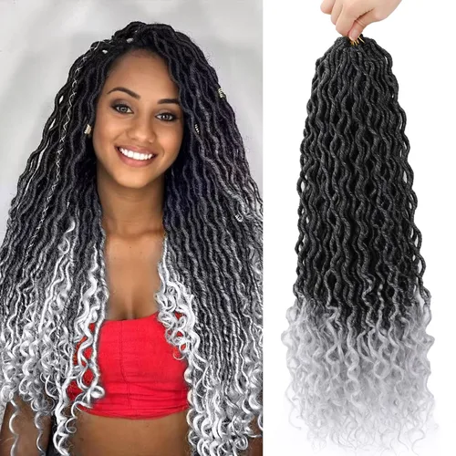 Vista 11 de Cabello Corto de Locs Falsos para Crochet Pre-Enrollado 12 Pulgadas 6 Paquetes Cabello de Locs de Diosa para Crochet Locs Falsos Suaves con Puntas