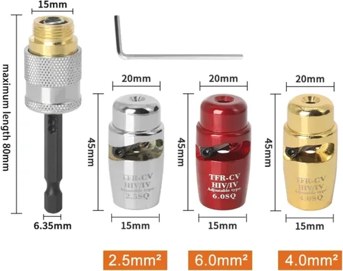 Vista 6 de Herramienta automática de pelado y torsión de cables para taladro, kit de conector de pelacables eléctricos para cables 2.5 - Tornillo de tuerca