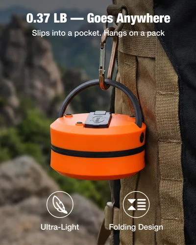 Vista 5 de THORFIRE - Linterna de campamento de manivela de mano, 2 unidades, luz LED plegable 2 en 1 recargable por USB, supervivencia de emergencia por