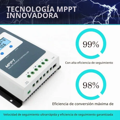 Vista 2 de EPEVER Controlador de carga solar de 10 A, controlador de carga de panel solar MPPT, controlador de carga de 12 V/24 V, trabajo automático, máximo