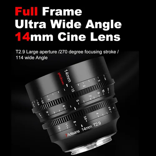 Vista 2 de 7artisans Lente Cine T2.9 de 0.551 in para montura Sigma/Leica/Panasonic L, lente de cámara sin espejo Prime de marco completo, gran angular