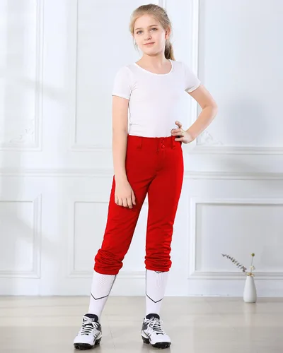 Vista 7 de Stelle Pantalones de sóftbol para niñas, pantalones de béisbol para jóvenes, pantalones de lanzamiento rápido con bolsillos, camiseta para niños