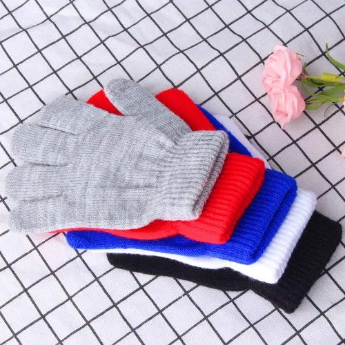 Vista 6 de ONESING 3-24 pares de guantes de punto para niños, guantes de invierno blancos para niños, guantes de dedo para niños para niñas