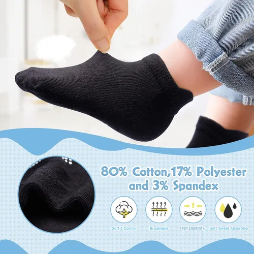 Vista 3 de HYzgb 12 Pack Non Slip Kids Toddler Baby Socks with Grips 1-7 Years Girls Boys Cotton Ankle Socks Multi