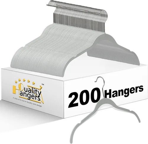 Vista 13 de Quality Hangers Perchas de plástico que no son de terciopelo para la ropa, juego de perchas resistentes para ropa, perchas para armario que ahorran