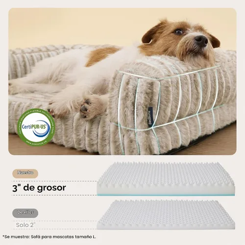 Vista 3 de Bedsure ComfyFleece™ - Cama ortopédica para perros medianos, cama mediana de espuma viscoelástica impermeable con lados, parte inferior