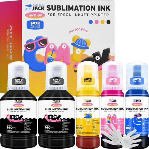 Vista 8 de Printers Jack - Tinta de sublimación de 440ml para impresoras de inyección de tinta Supertank ET-2400, ET-2720, ET-2760, ET-2800, ET-2803, ET-2830