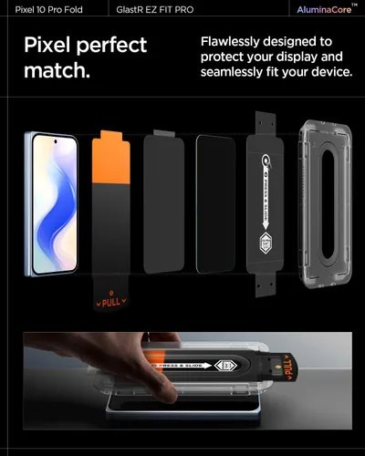 Vista 8 de Spigen AluminaCore - Protector de pantalla de vidrio templado [Glas.tR EZ Fit Pro] diseñado para Pixel 10 Pro Fold [2 Pack] Dureza 9H+, durabilidad