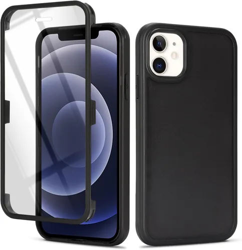 Vista 2 de Funda para iPhone 12 mini con protector de pantalla, color negro