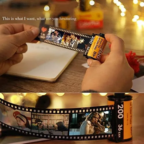 Vista 3 de Llavero personalizado, rollo de película de cámara personalizado con imágenes para mujer