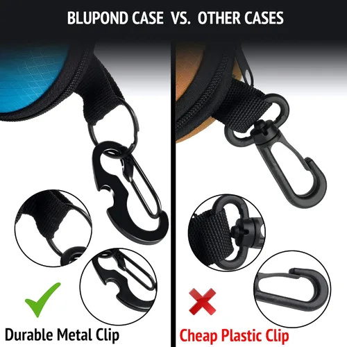Vista 4 de BLUPOND Funda de gafas de sol semiduro de EVA con gancho de metal para colgar clip de cinturón para almacenamiento de gafas de sol