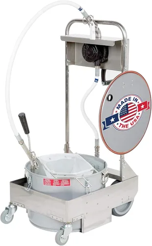 Vista 4 de MirOil - Máquina de filtro de aceite para freidora profunda, sistema de filtración de aceite de freír operado a mano con ruedas y carro, filtro