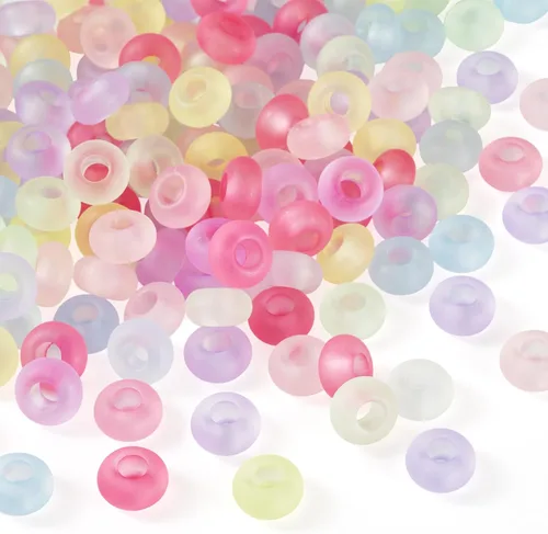 Vista 44 de Craftdady - 500 piezas de cuentas de vidrio redondas de 4 mm esmeriladas transparentes con cristal mate. Cuentas de vidrio esféricas pequeñas y 20