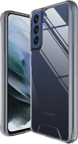 Vista 7 de KIOMY Funda transparente para Samasung Galaxy S21 FE 5G, diseño híbrido delgado, parte trasera de policarbonato duro + bisel elevado de TPU flexible