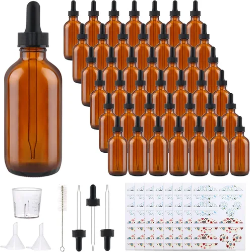 Vista 7 de Paquete de 42 botellas de vidrio transparente de 4 onzas con Dorado