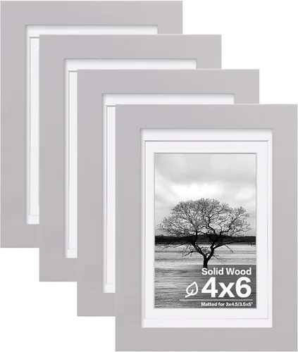 Vista 35 de Egofine - Marcos de fotos de 4 x 6 pulgadas (4 unidades) cubiertos por plexiglás, para fotos de 3 x 4.5 pulgadas / 3.5 x 5 pulgadas con paspartú